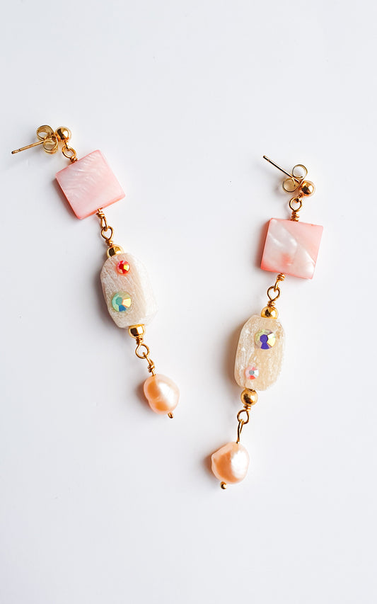 "Beach sunset" upcycled earrings