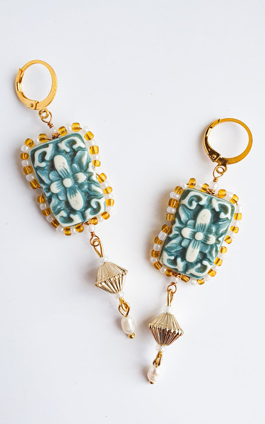 "Azulejo" upcycled earrings