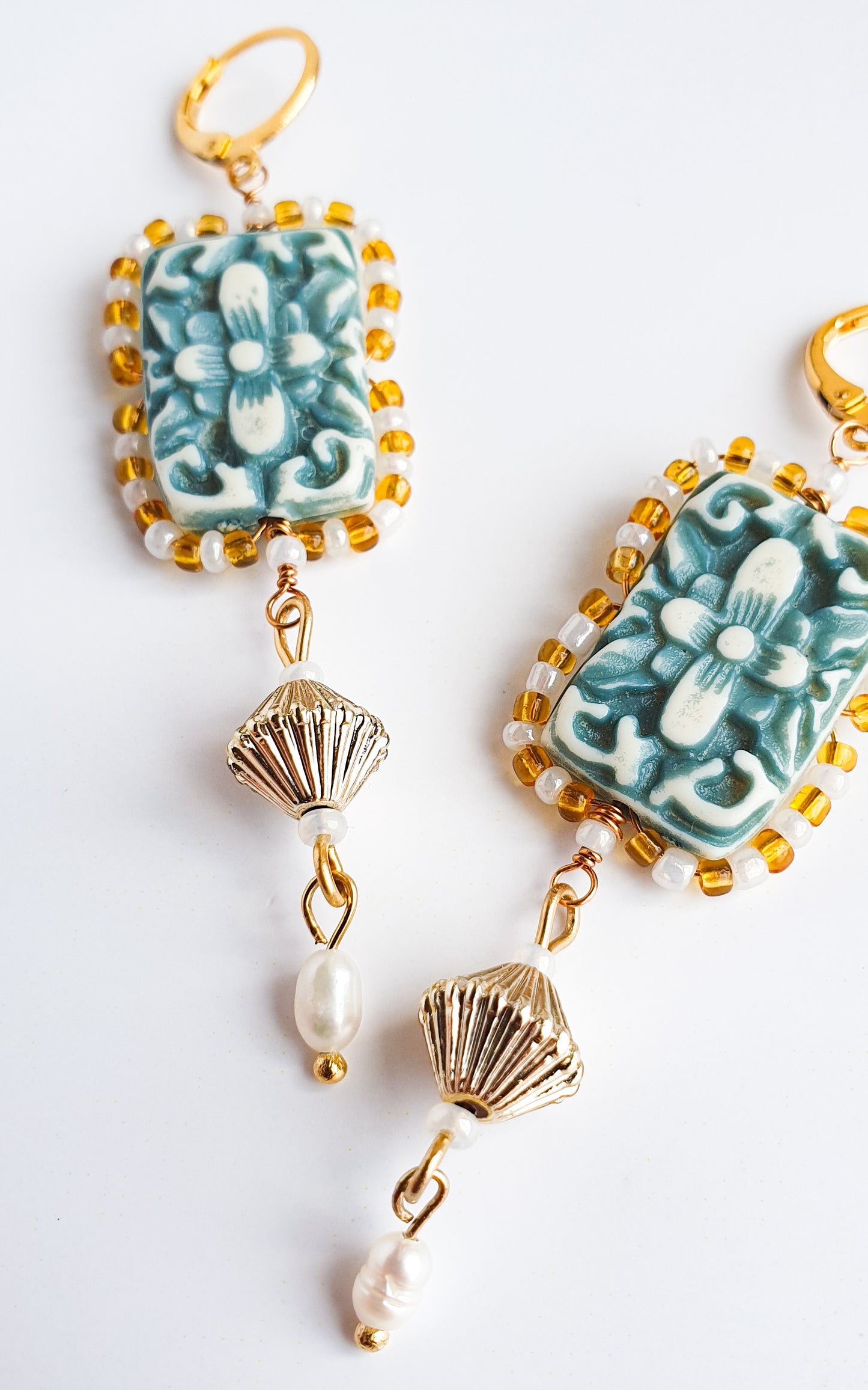 "Azulejo" upcycled earrings