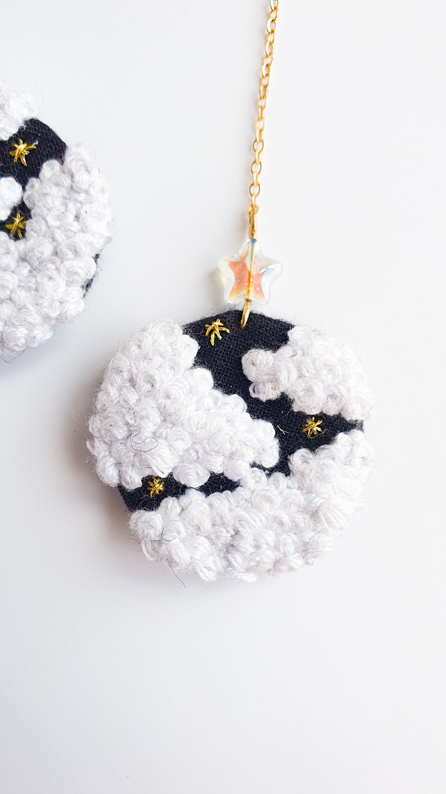 "Shooting star" embroidered earrings