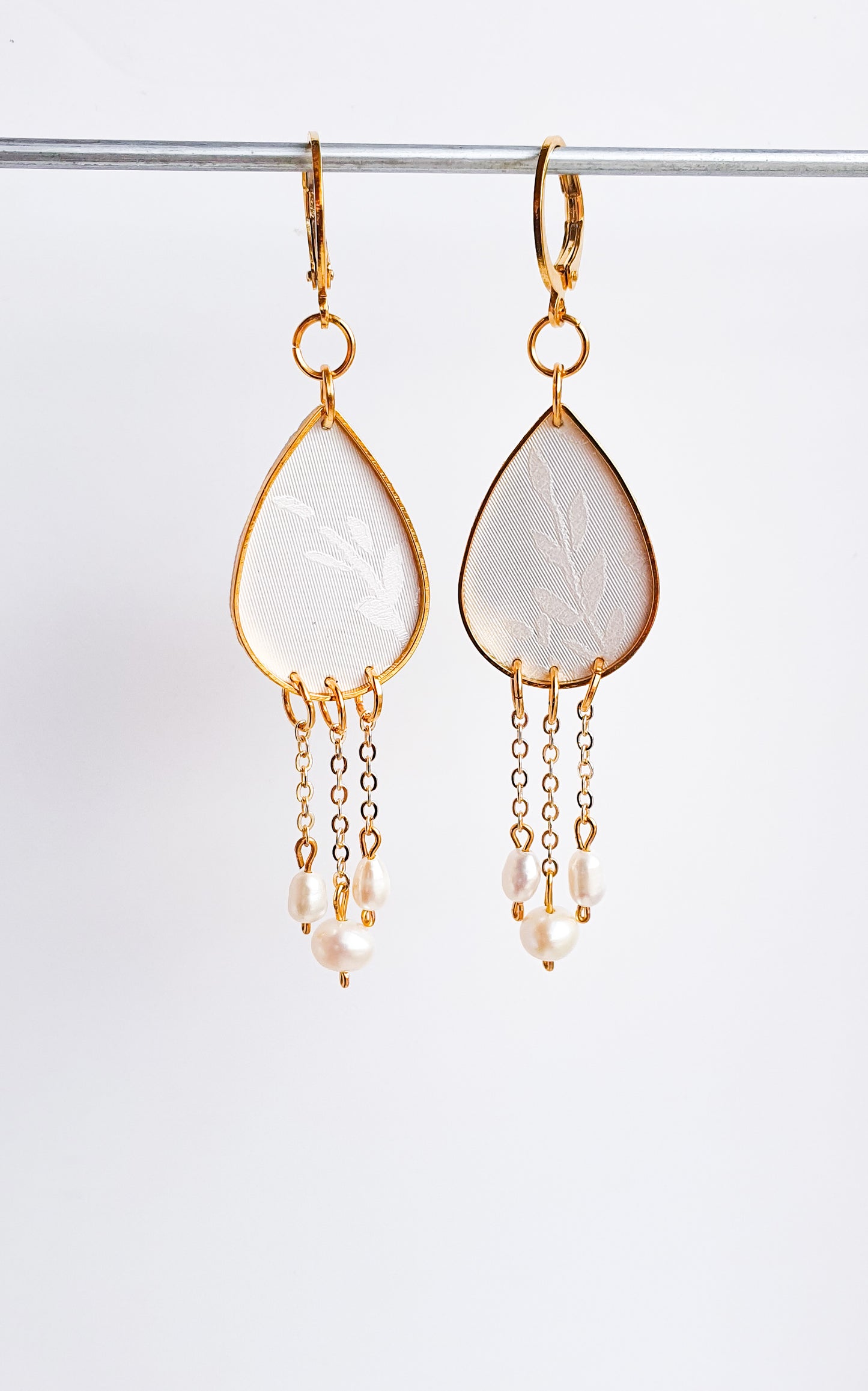 "Moonflower" vintage wallpaper earrings