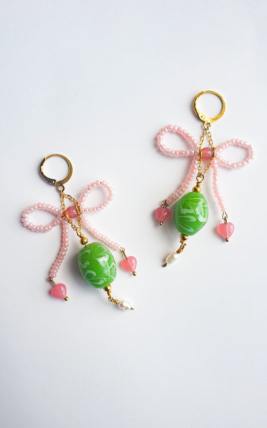 "Matcha princess" upcycled earrings