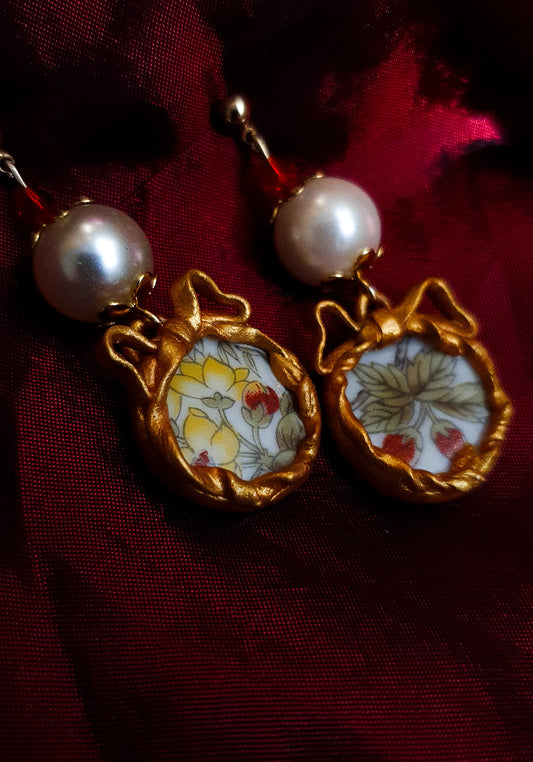 "Autumn days" ceramic pearl earrings