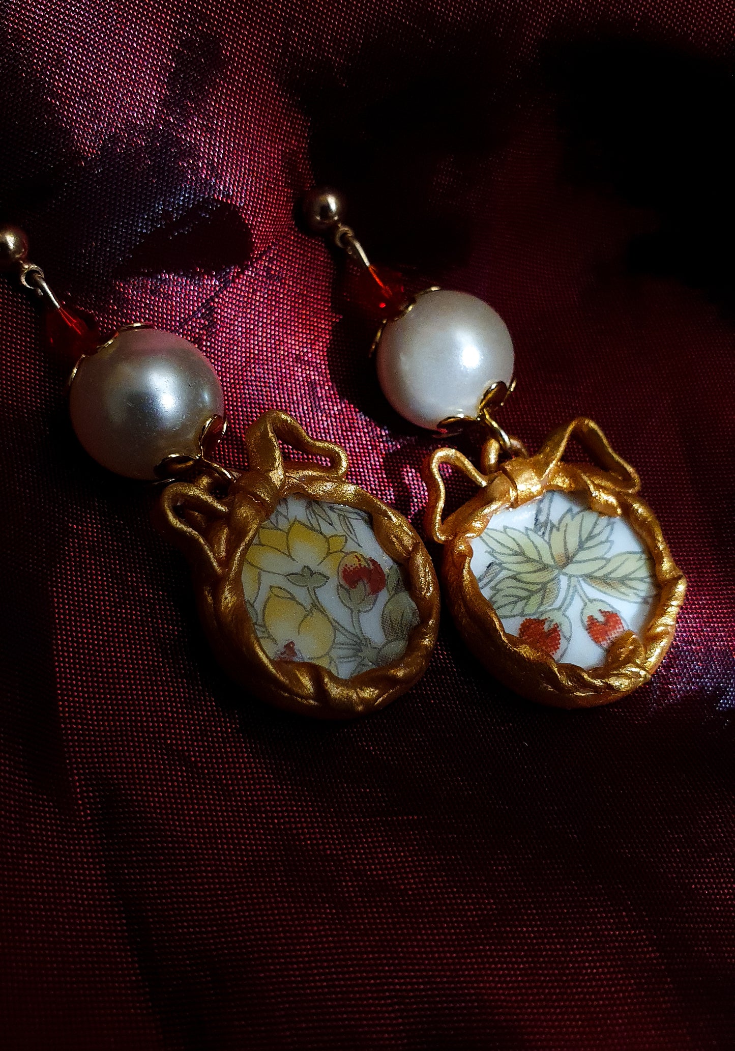 "Autumn days" ceramic pearl earrings