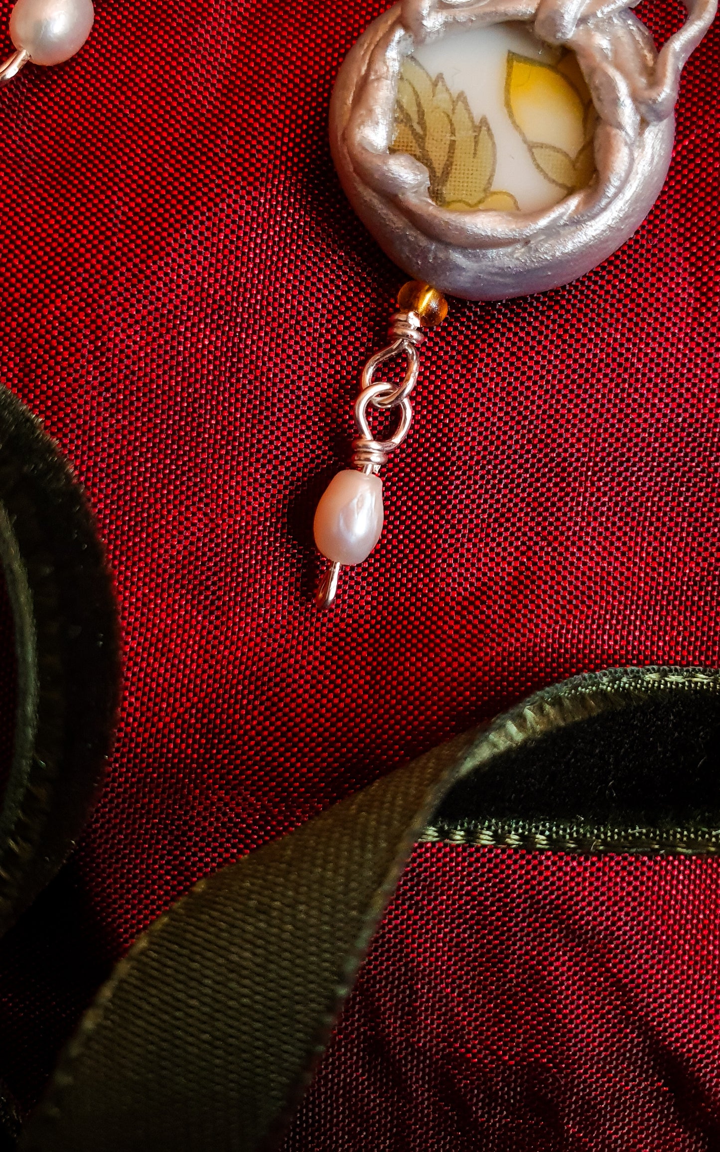 "Autumn dew drops" silver ceramic earrings