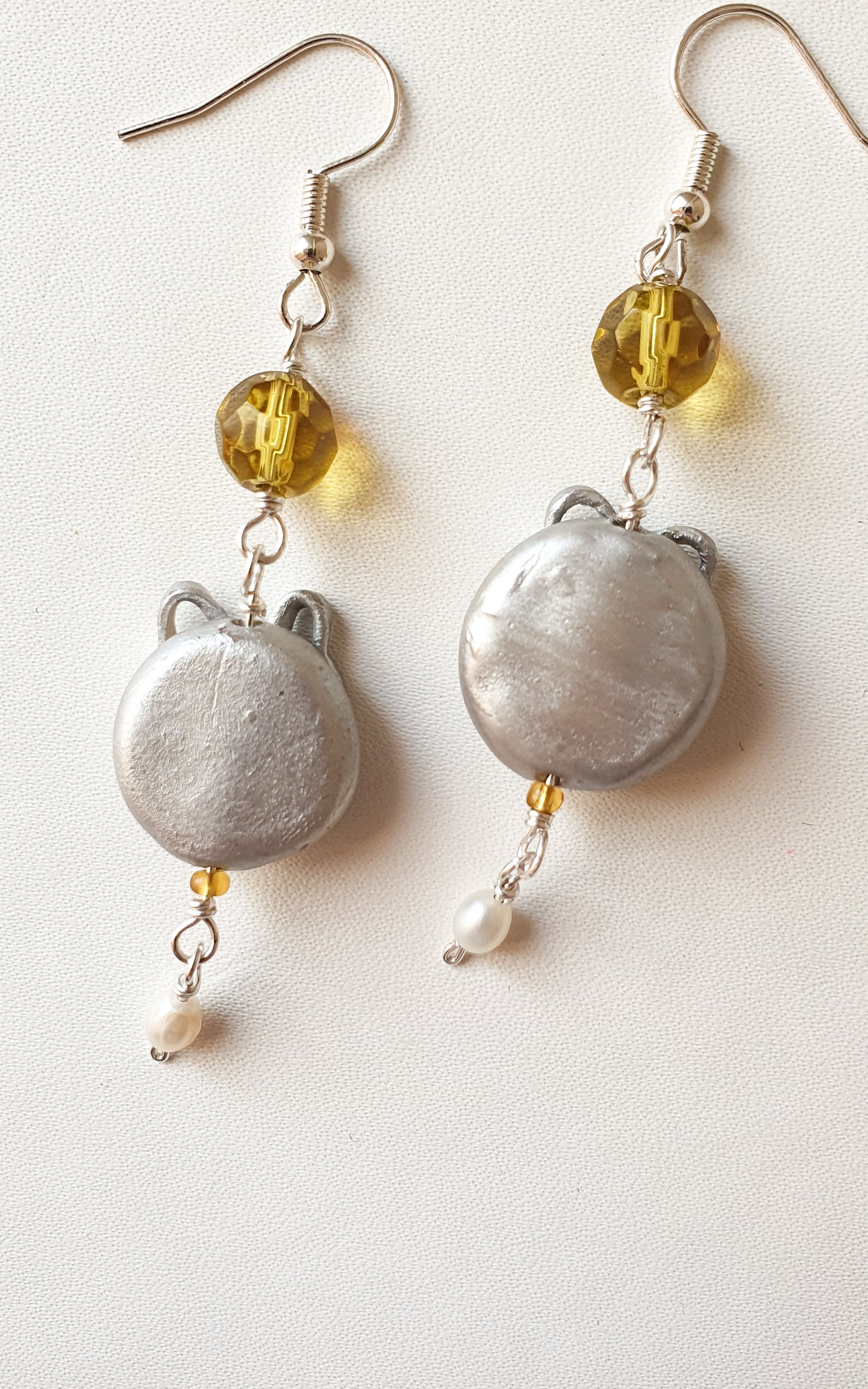 "Autumn dew drops" silver ceramic earrings