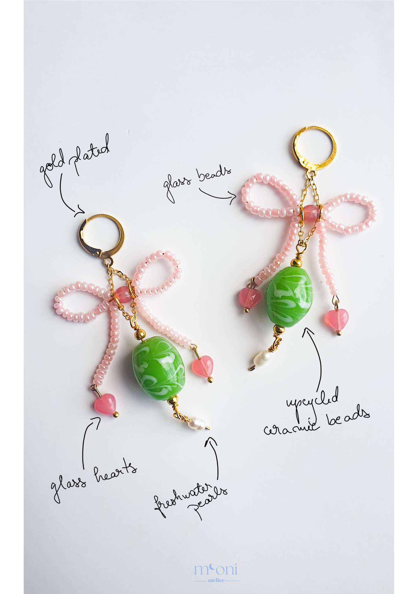 "Matcha princess" upcycled earrings